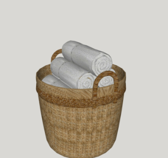 现代毛巾脏衣篓su模型