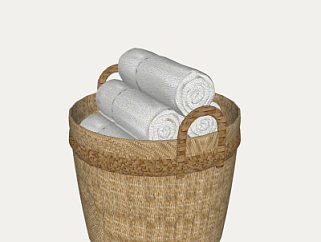 现代毛巾脏衣篓su模型