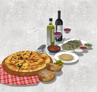 现代披萨面包su模型