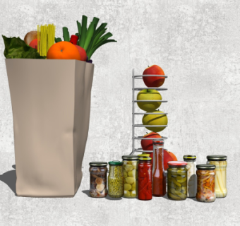 现代蔬菜水果罐头组合su模型