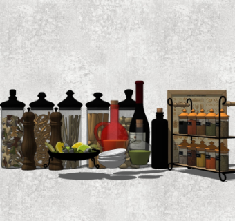 现代调味料瓶罐su模型