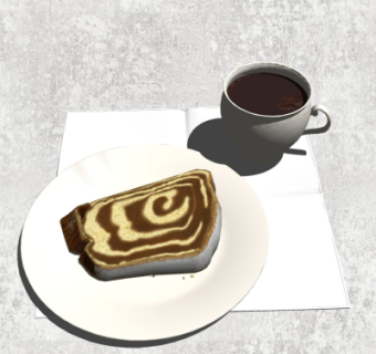 现代咖啡面包su模型