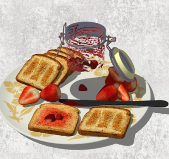 现代面包水果su模型