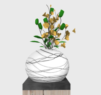 现代花瓶花卉su模型