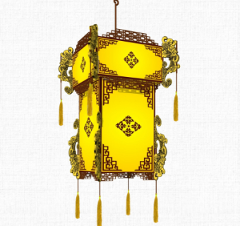 中式四方宫灯su模型