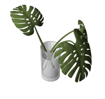 现代龟背叶花瓶su模型