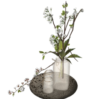 现代玻璃瓶插花su模型