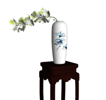 中式花瓶兰花su模型
