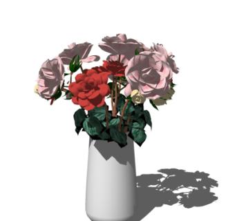 现代花瓶插花su模型