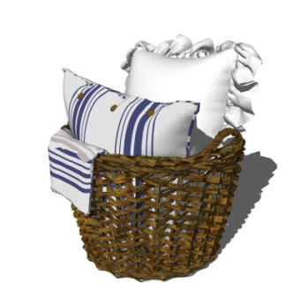 现代抱枕毛巾su模型