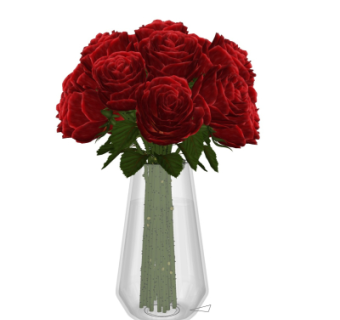 现代玻璃玫瑰插花花瓶su模型