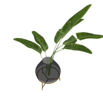 现代玻璃瓶插花su模型