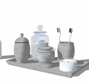 现代牙刷杯子su模型