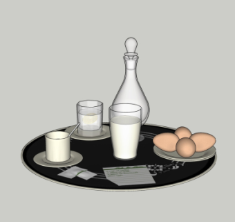 现代牛奶水杯su模型