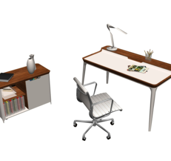 现代简约书桌椅su模型