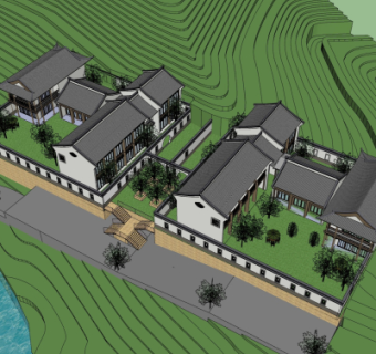 中式四合院su模型