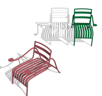 工业风铁艺休闲躺椅su模型