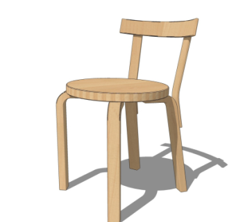 现代实木单椅su模型