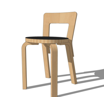 现代实木单椅su模型