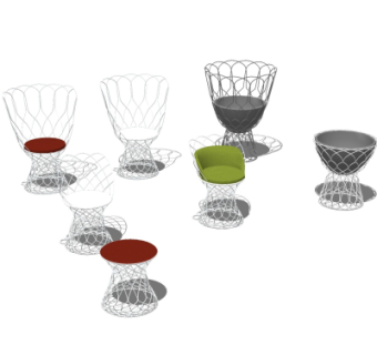 现代铁艺户外单椅su模型