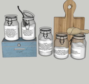 现代厨房调料su模型