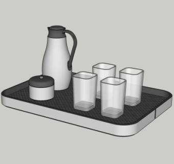 现代开水壶水杯su模型