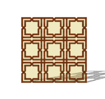 中式实木隔断su模型