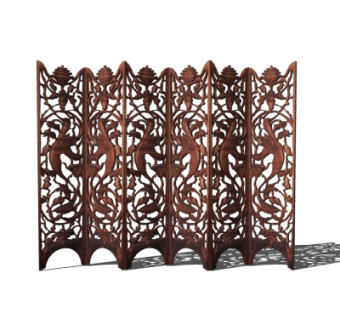 中式实木隔断su模型