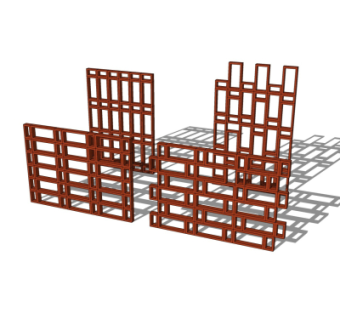 现代实木隔断su模型