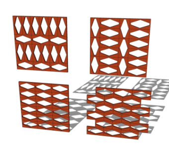 现代实木隔断su模型