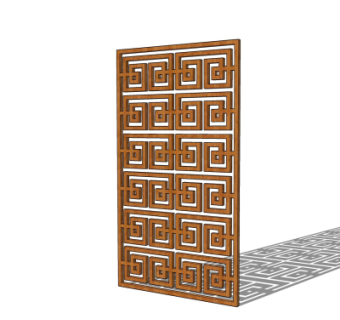 中式实木隔断su模型