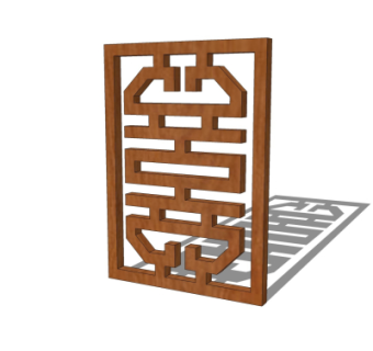 中式实木隔断su模型