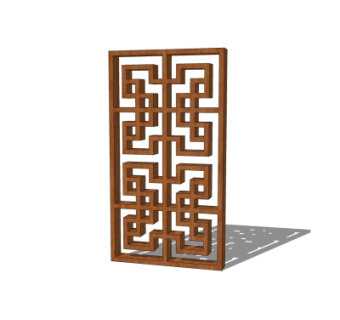 中式实木隔断su模型