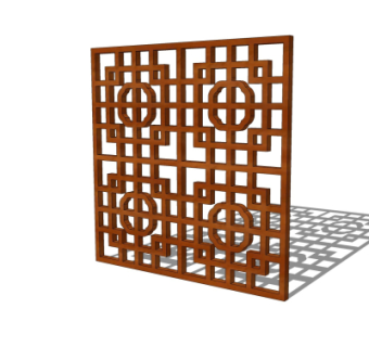 中式实木隔断su模型