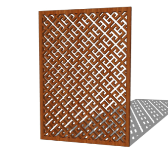 中式实木隔断su模型