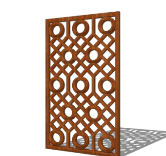 中式实木隔断su模型