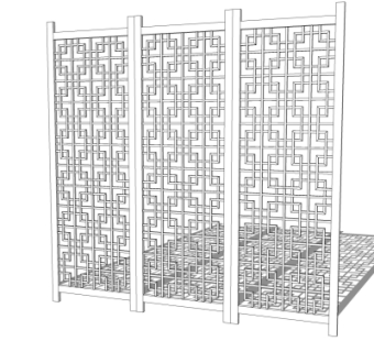 中式实木隔断su模型