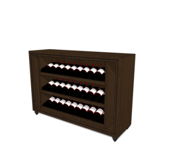 现代实木酒柜su模型