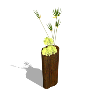 自然风实木花瓶su模型