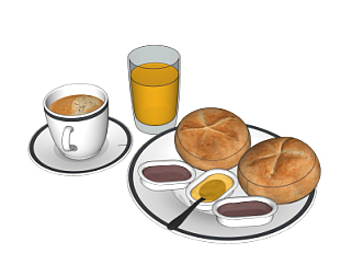 现代面包咖啡<em>食品</em>su模型