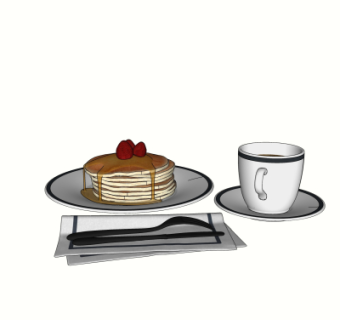 现代面包咖啡食品su模型