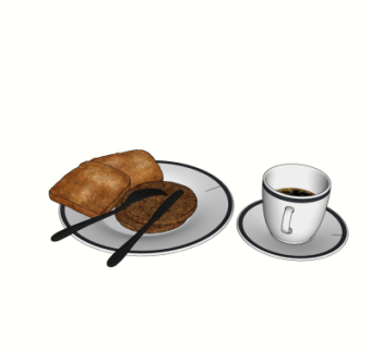 现代面包咖啡食品su模型