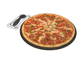 现代<em>披萨</em>食品su模型