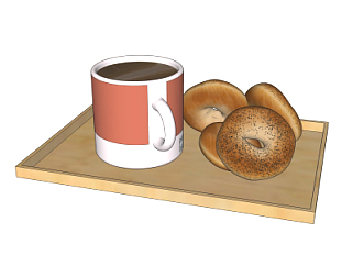 现代面包咖啡食品su模型