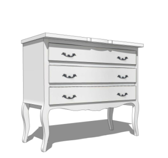 美式实木斗柜su模型