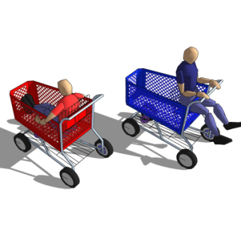 现代超市购物车su模型