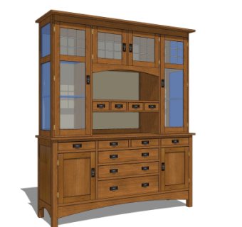 美式实木装饰柜su模型