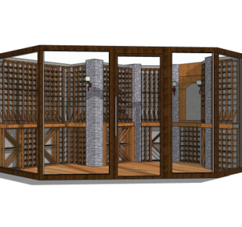 美式实木酒架su模型