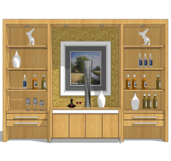 现代实木装饰柜su模型