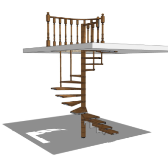 美式螺旋楼梯su模型